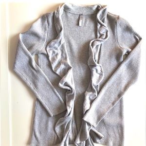 Cashmere & cotton blend Hanna Andersson ladies gray ruffle wrap size L